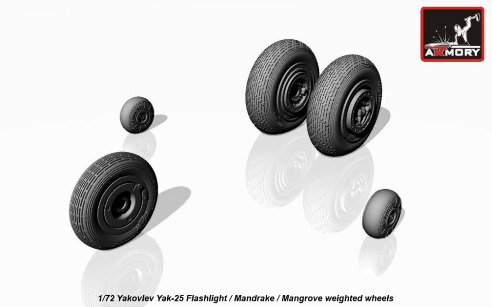 Yak-25 wheels w/ weighted tires 1:72