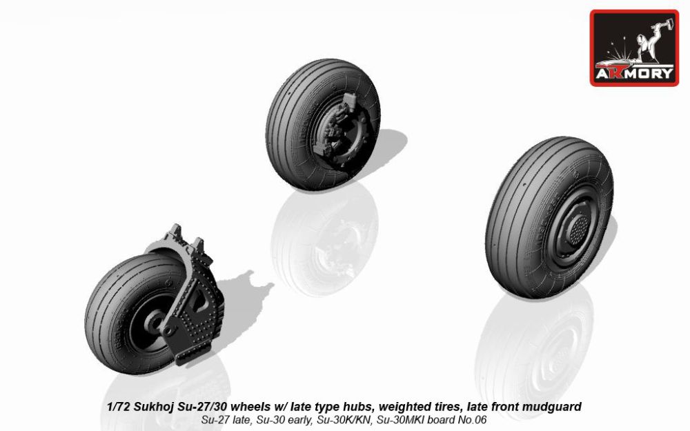 Su-27 late, Su-30 early wheels w/ weighted tires 1:72