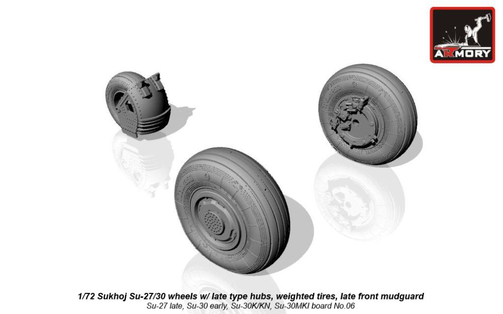 Su-27 late, Su-30 early wheels w/ weighted tires 1:72