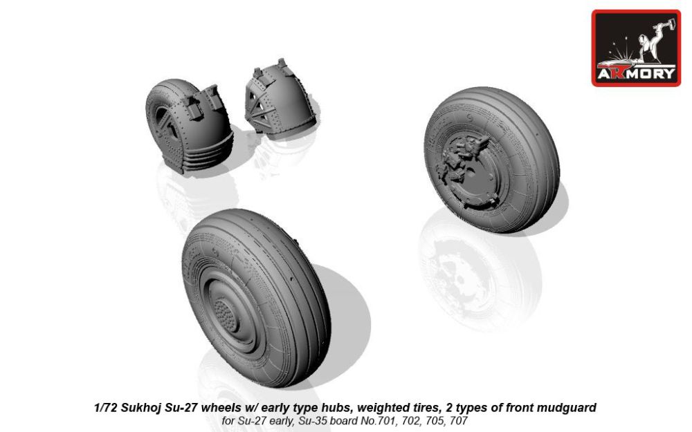 Su-27 early wheels w/ weighted tires 1:72