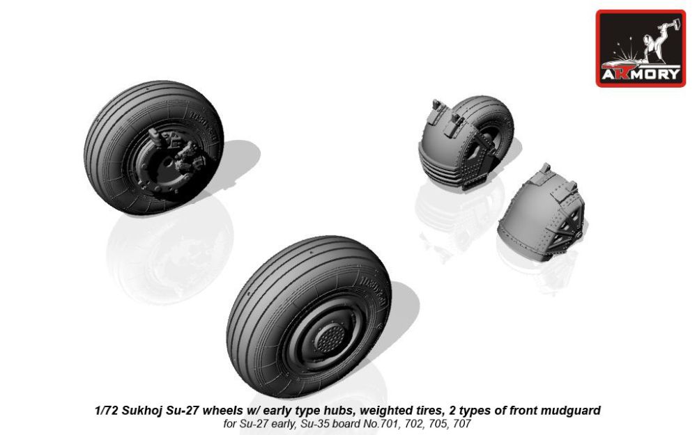 Su-27 early wheels w/ weighted tires 1:72