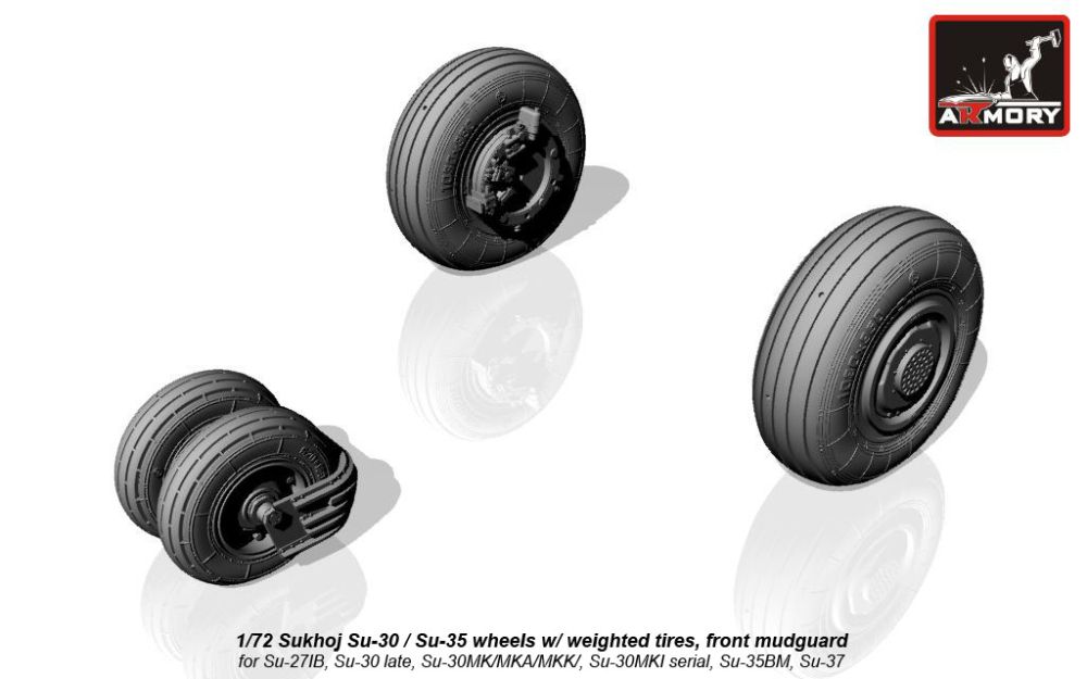 Su-30 late / Su-35 wheels w/ weighted tires 1:72