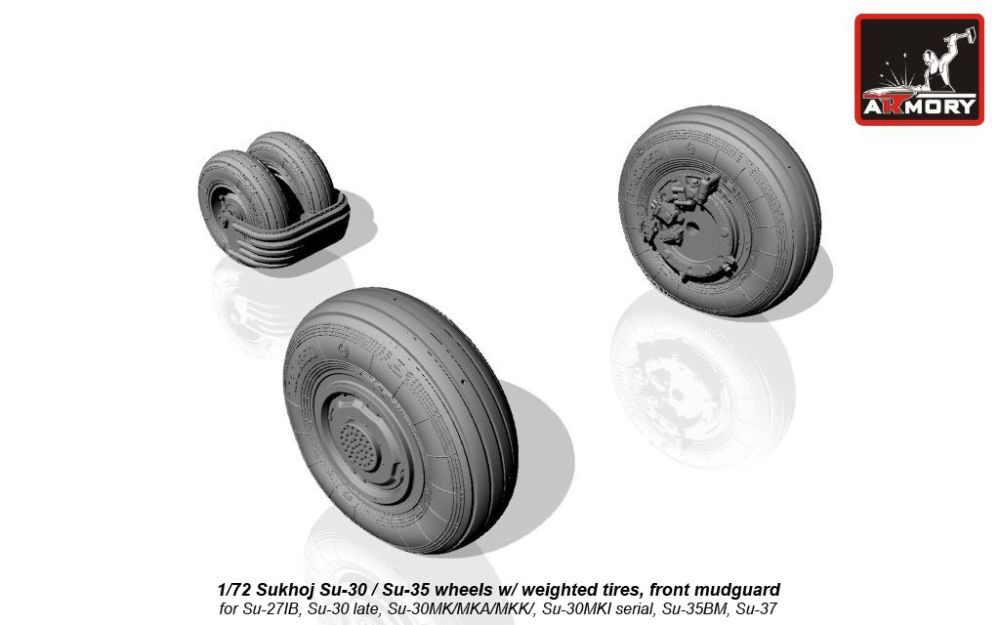 Su-30 late / Su-35 wheels w/ weighted tires 1:72