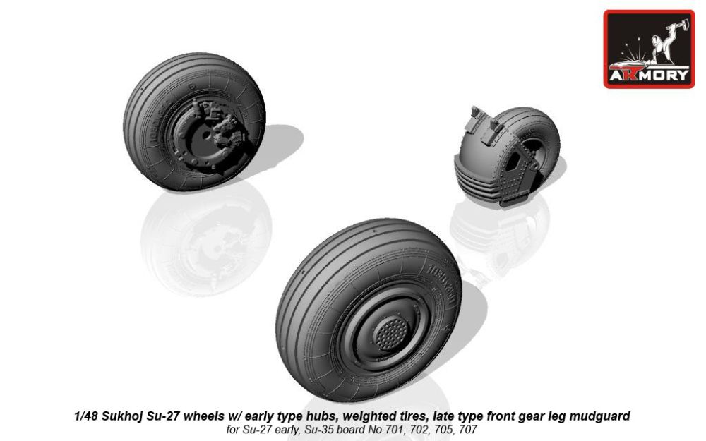 Su-27 wheels w/ early type hubs 1:48