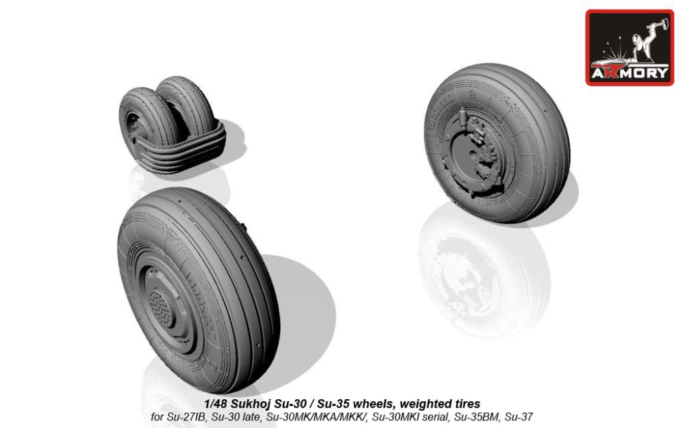 Su-30 late / Su-35 wheels, weighted tires 1:48