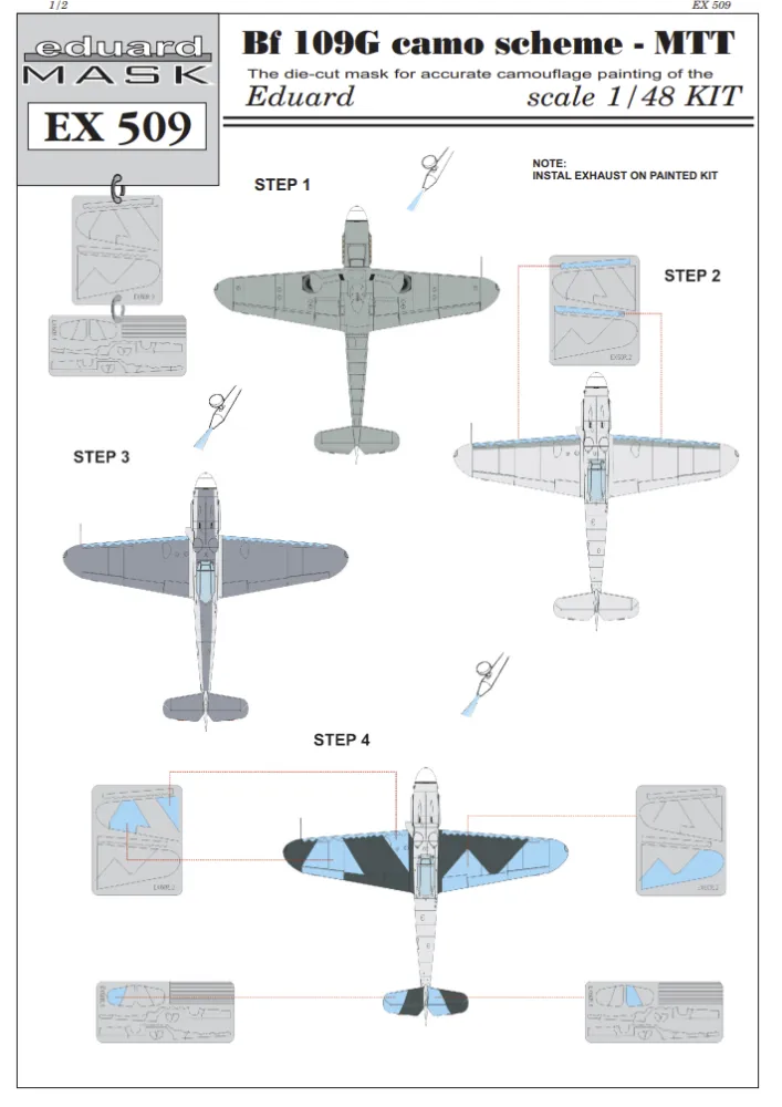 Bf 109G camo scheme mask - MTT 1:48