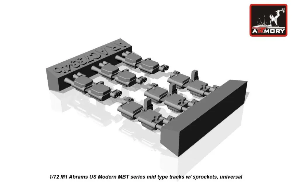 M1 Abrams series mid type tracks (solid teeth) 1:72