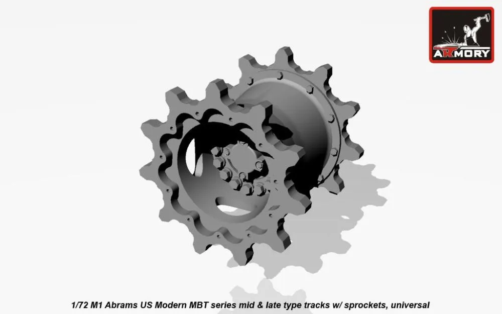 M1 Abrams series mid type tracks (solid teeth) 1:72