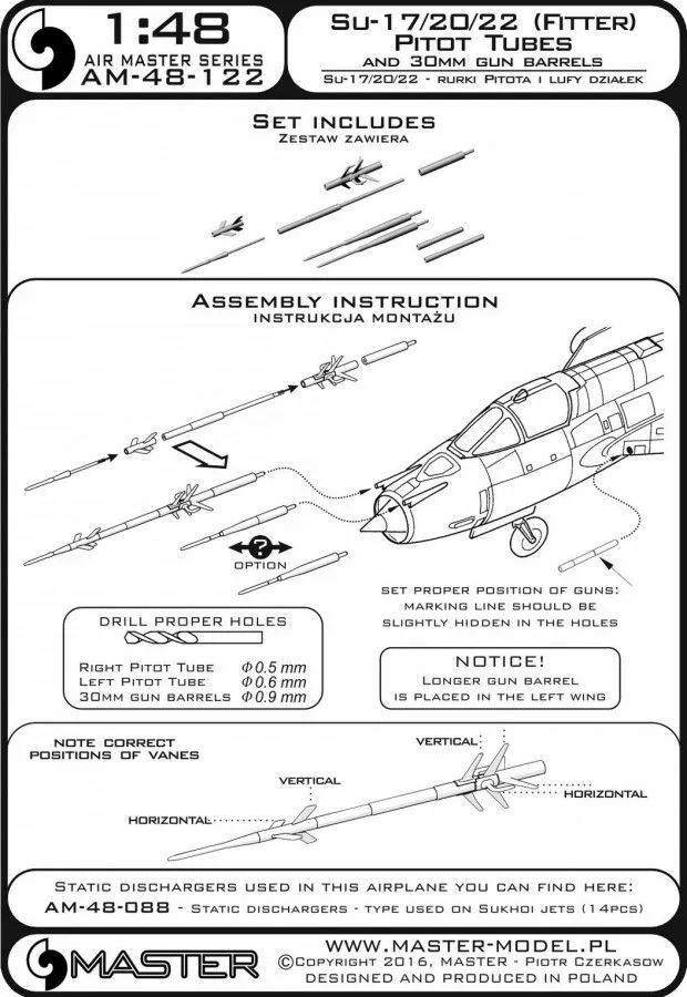 Su-17, Su-20, Su-22 - Pitot Tubes & gun barrels 1:48
