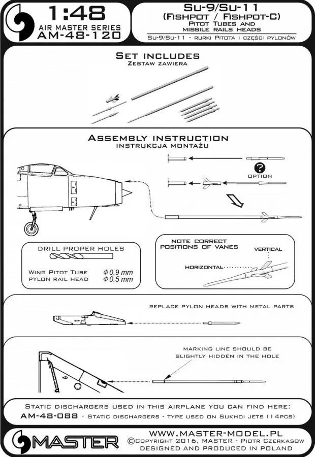 Su-9 / Su-11 - Pitot Tubes and missile rails heads 1:48