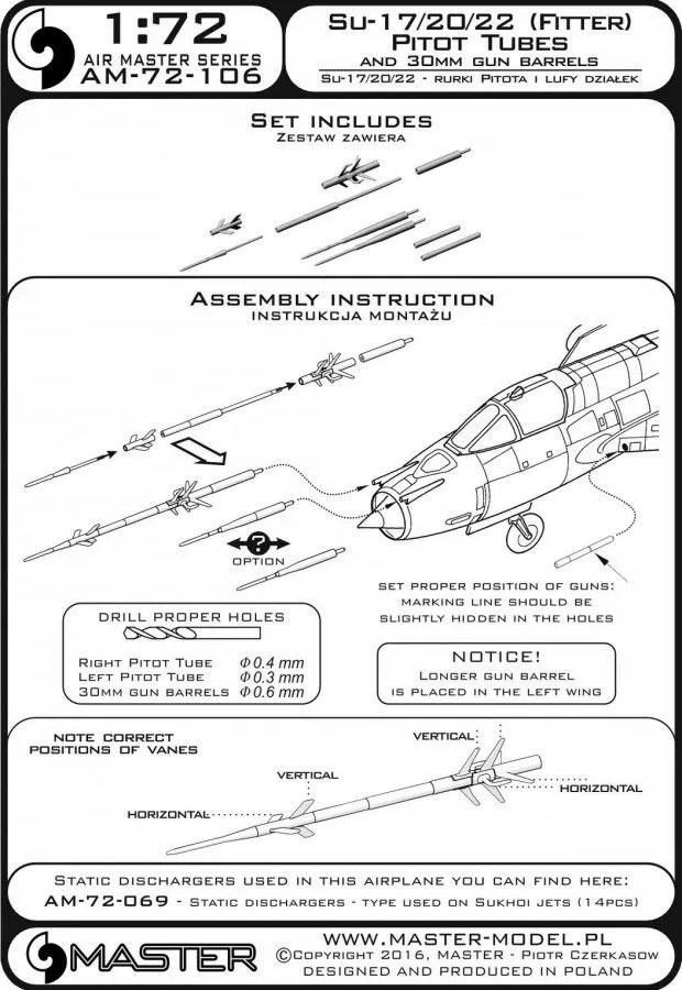 Su-17, Su-22 - Pitot Tubes & gun barrels 1:72