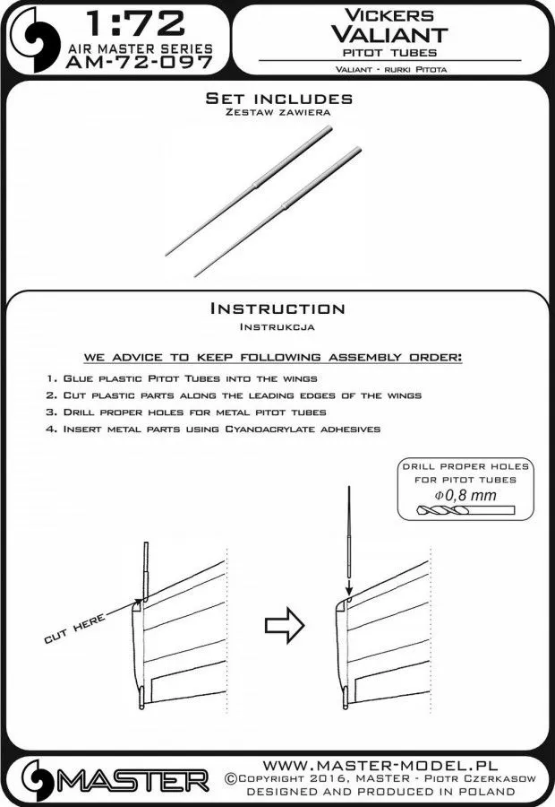 Vickers Valiant - Pitot Tubes 1:72