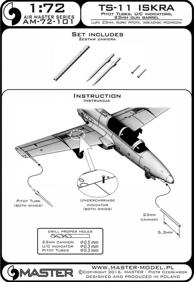TS-11 Iskra - Pitot Tubes and 23mm gun barrel 1:72