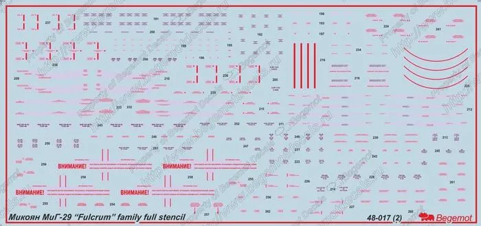 MiG-29 Fulcrum - complete stencil 1:48