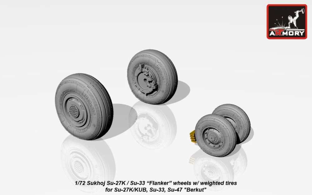 Su-33 "Flanker" wheels w/ weighted tires 1:72