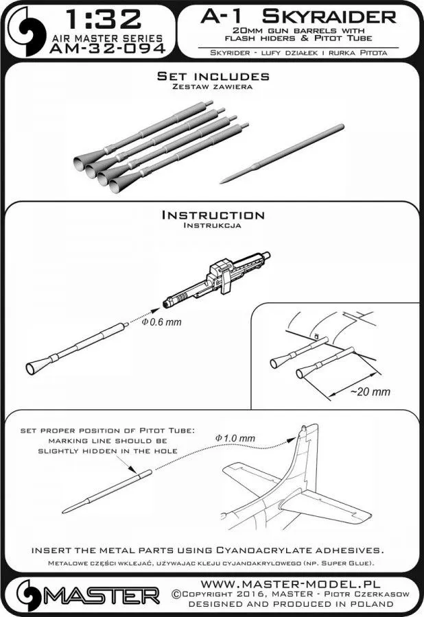 A-1 - cannon barrels with flash hiders & Pitot Tube 1:32