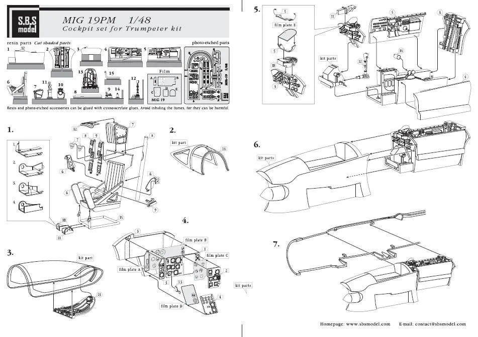 MiG-19PM cockpit set for Trumpeter 1:48
