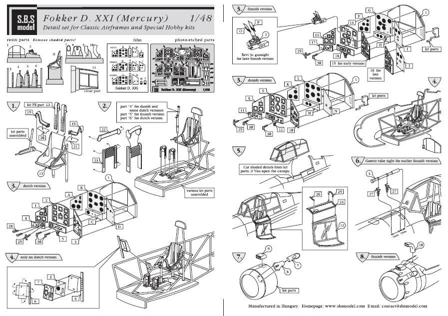 Fokker D XXI detail set (Mercury) 1:48