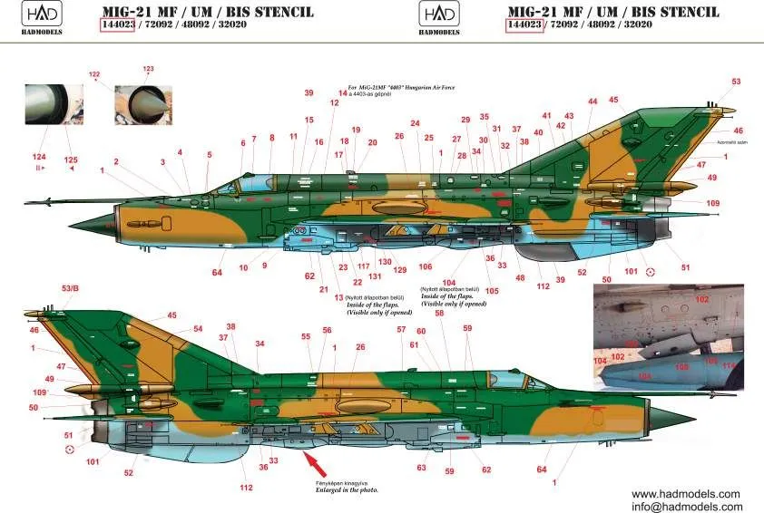 MiG-21MF stencil 1:144