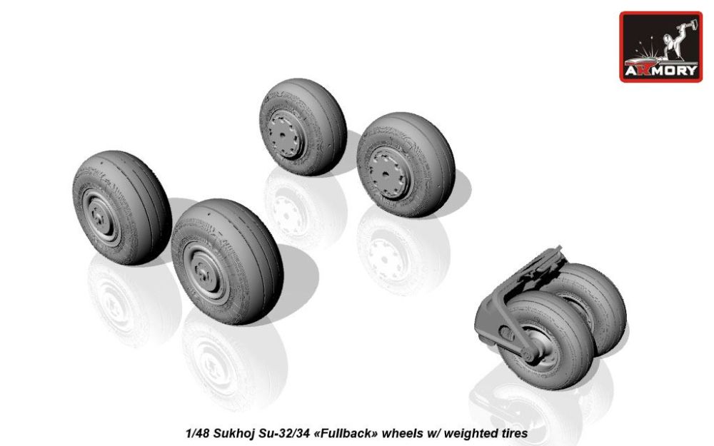 Su-34 Fullback wheels w/ weighted tires 1:48