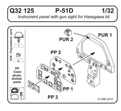 P-51D Instrument panel w/ gun sight 1:32