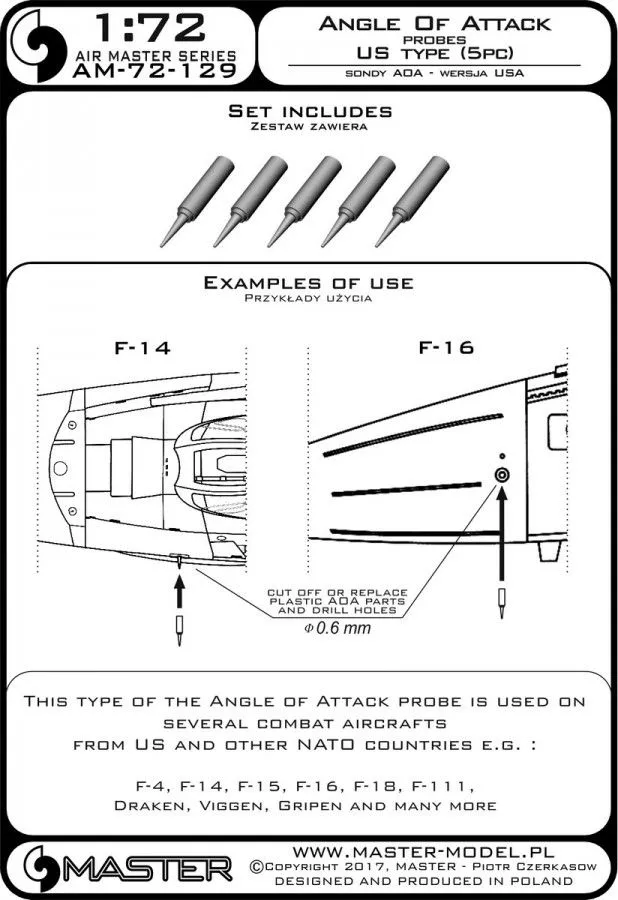Angle Of Attack probes - US type 1:72