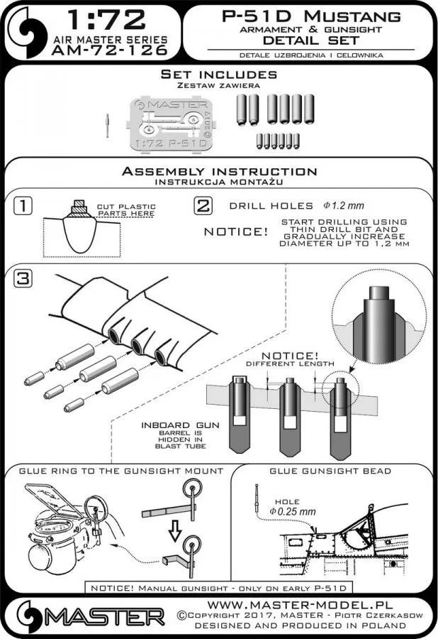P-51D Mustang - armament & gunsight detail set 1:72