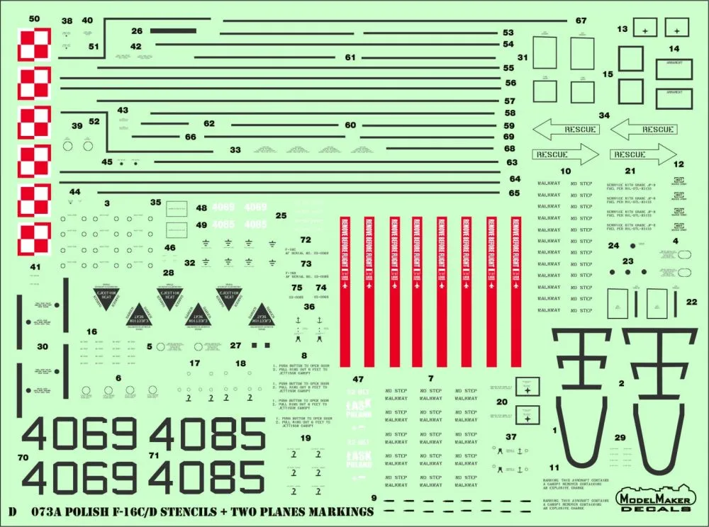 F-16C/D Polish Stencils 1:48