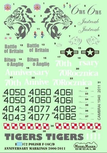 F-16C/D Polish Anniversary markings 2006-2011 1:72