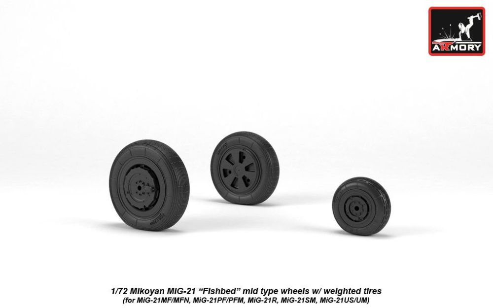 MiG-21 Fishbed mid type wheels 1:72
