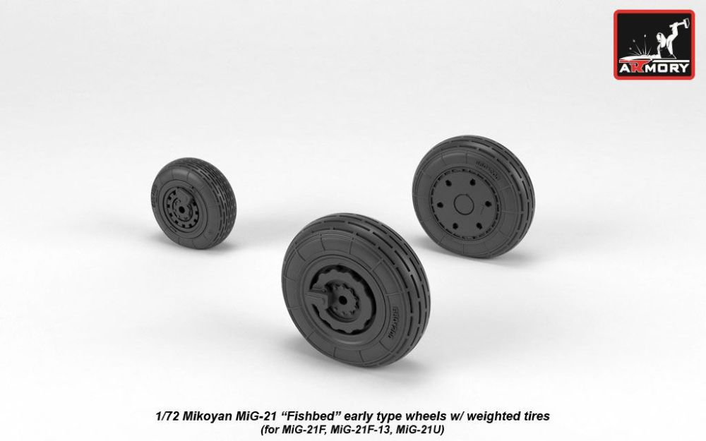MiG-21 early type wheels w/ weighted tires 1:72