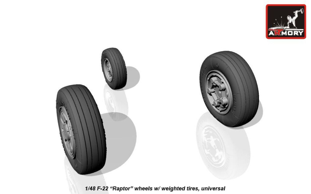 F-22 "Raptor" wheels w/ weighted tires 1:48