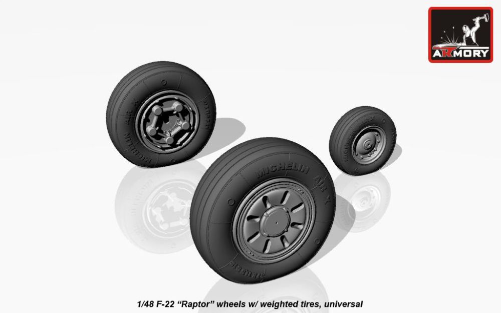 F-22 "Raptor" wheels w/ weighted tires 1:48