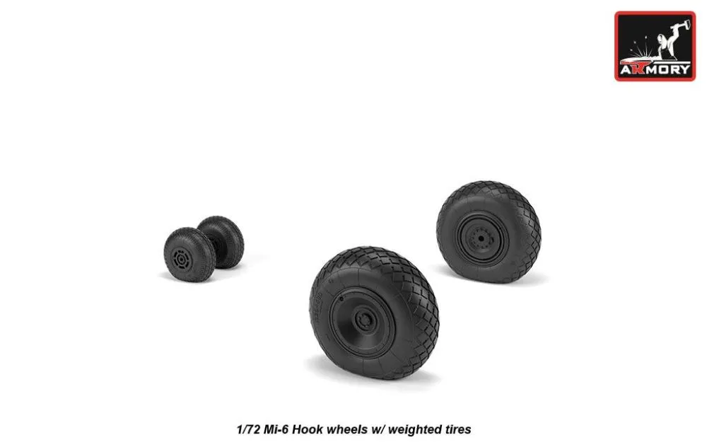 Mil Mi-6 Hook wheels w/ weighted tires 1:72