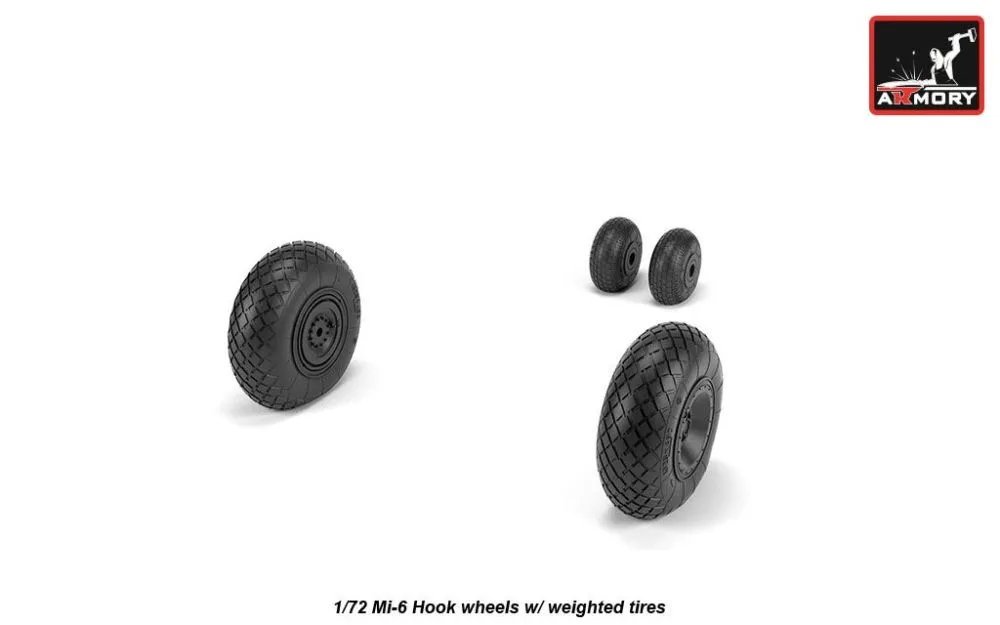 Mil Mi-6 Hook wheels w/ weighted tires 1:72