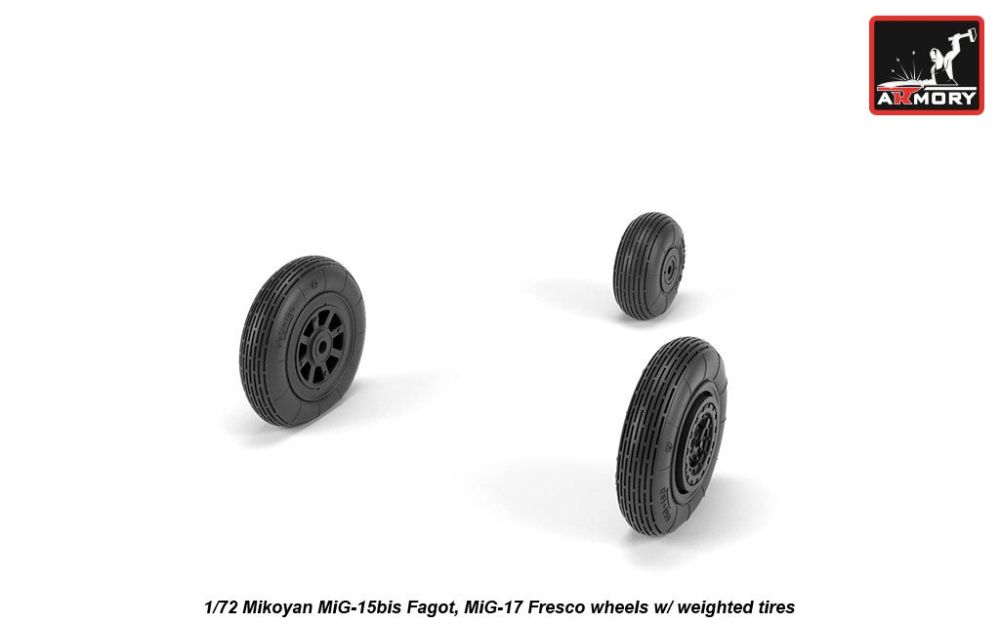 MiG-15bis (late) / MiG-17 wheels w/ weighted tires 1:72