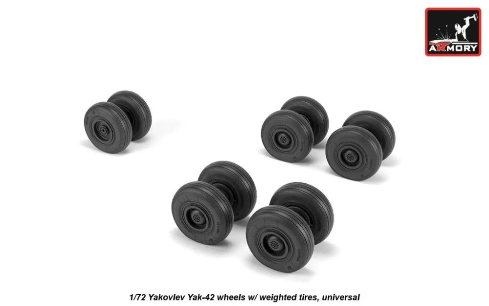 Yak-42 wheels w/ weighted tires 1:72