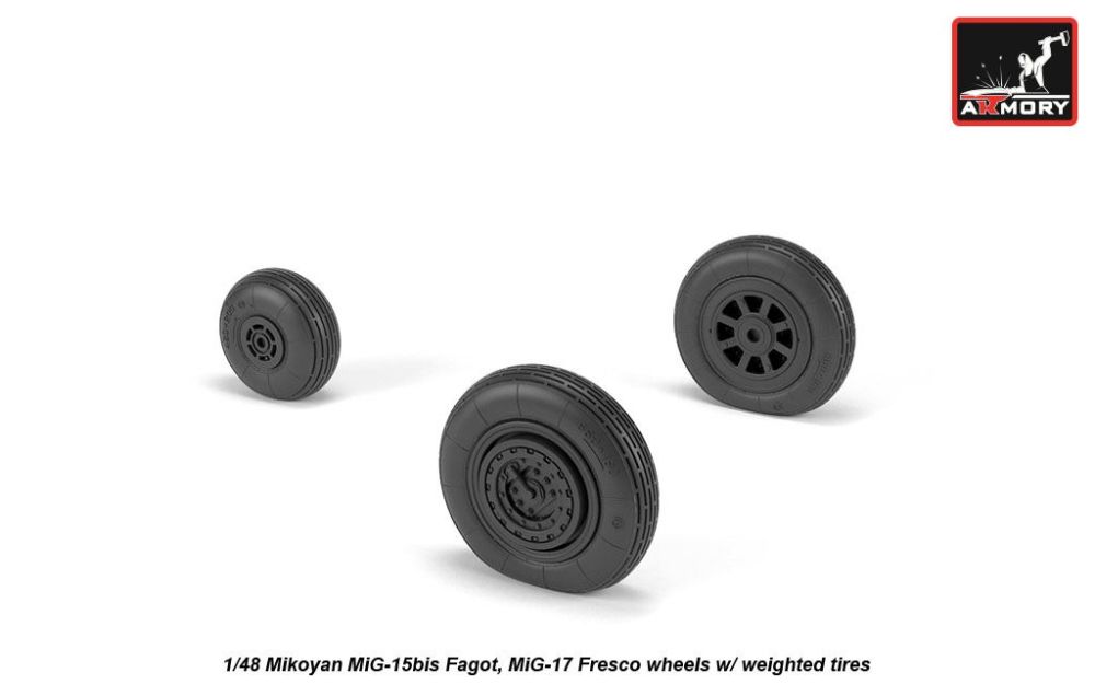 MiG-15bis (late) / MiG-17 wheels w/ weighted tires 1:48