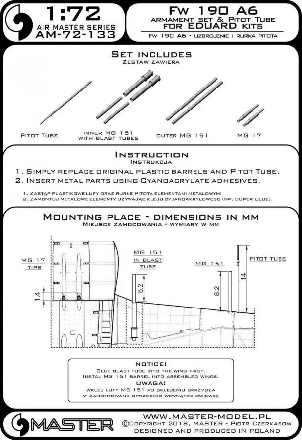 Fw 190A-6 armament set & Pitot Tube (Eduard) 1:72