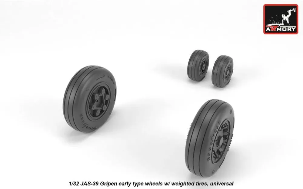 JAS-39 "Gripen" wheels w/ weighted tires, early 1:32