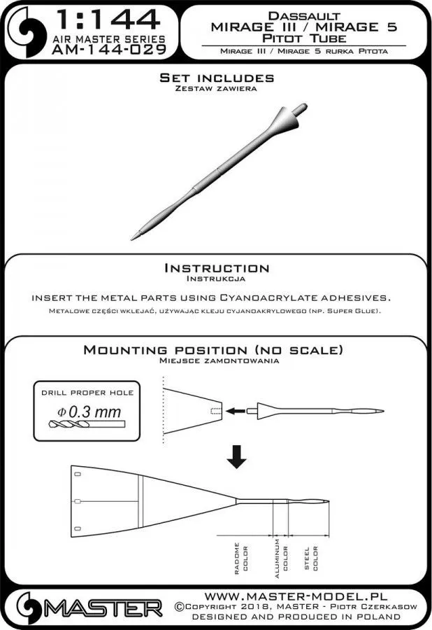Mirage III and Mirage 5 - Pitot Tube 1:144