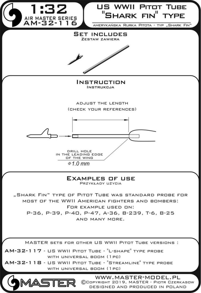 US WWII Pitot Tube - "Shark-fin" type probe 1:32