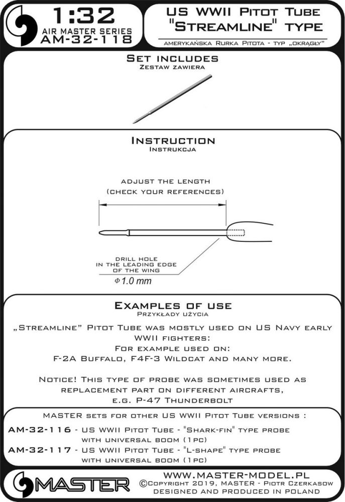 US WWII Pitot Tube - "Streamline" type probe 1:32