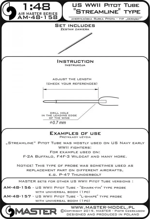 US WWII Pitot Tube - "Streamline" type probe 1:48