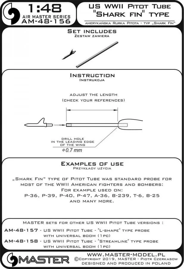 US WWII Pitot Tube - "Shark-fin" type probe 1:48
