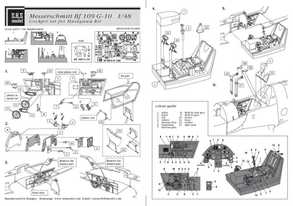 Bf 109G-10 cockpit set for Hasegawa 1:48