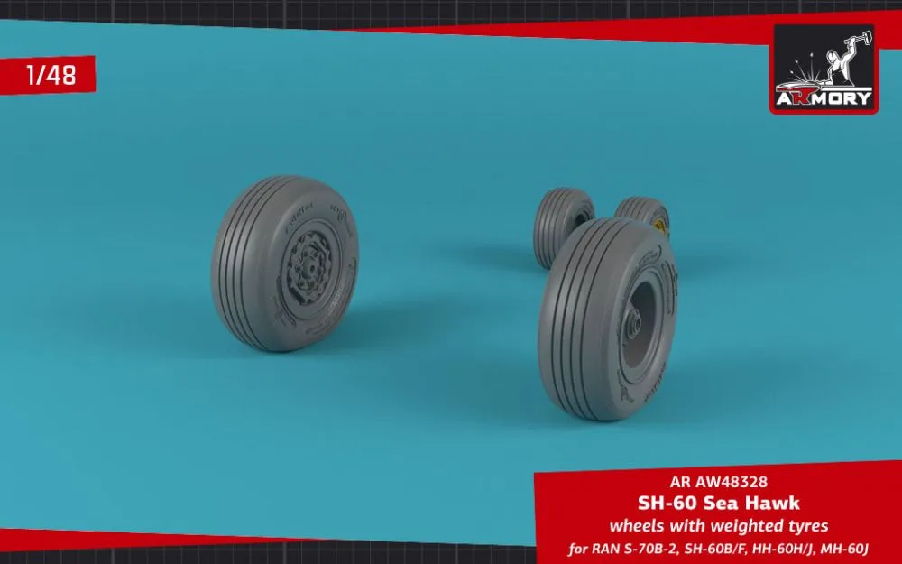 SH-60 Seahawk wheels w/ weighted tires 1:48