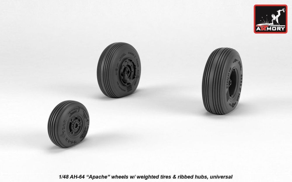 AH-64 Apache wheels w/ ribbed hubs 1:48