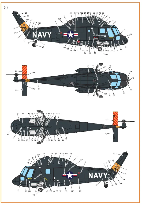 UH-2A/B/SH-2 Seasprite early version stencil 1:72