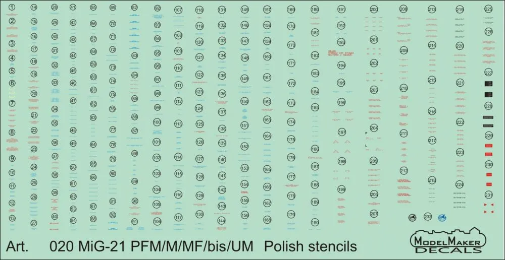 MiG-21 Polish stencils 1:48